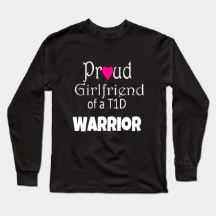 Proud Girlfriend - White Text - Pink Heart Long Sleeve T-Shirt